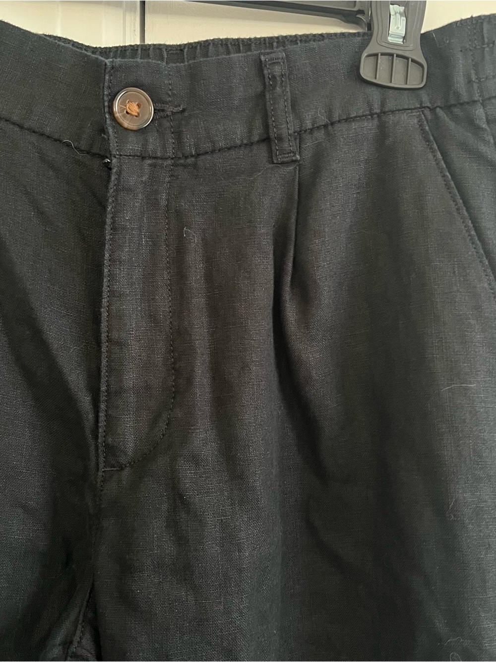 Wide Leg Pants 100% Linen Full Length Black High Waist Lands’ End Size 6 Office - Picture 2 of 7